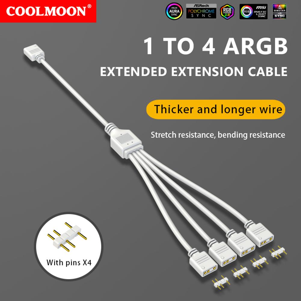 ARGB Multi Splitter 5V 3PIN Connector 1 To 2/3/4 Chassis Fan Splitter Synchronization Tensile Resistant for PC Light Strip Fans