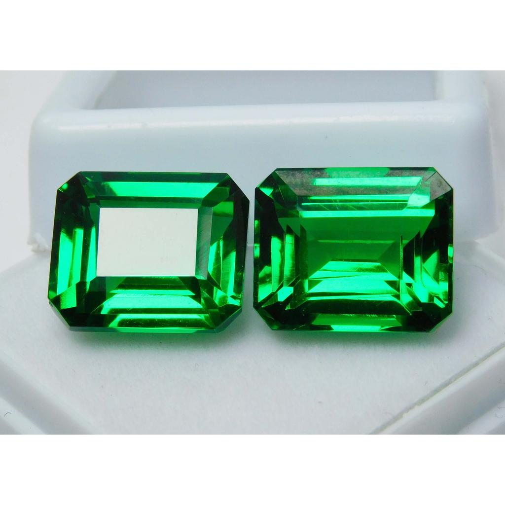20 Ct Natural Tourmaline Green Emerald Shape Certifeid Loose Gemstones Pair A-2125
