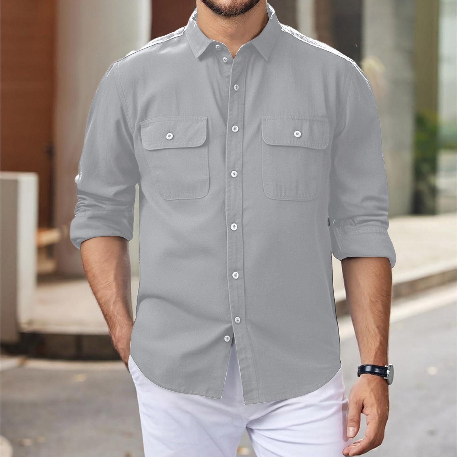 

Мужской повседневный кардиган свободного кроя для улицы, однотонный, на пуговицах, со стоячим воротником, с длинными рукавами XL светло-серый