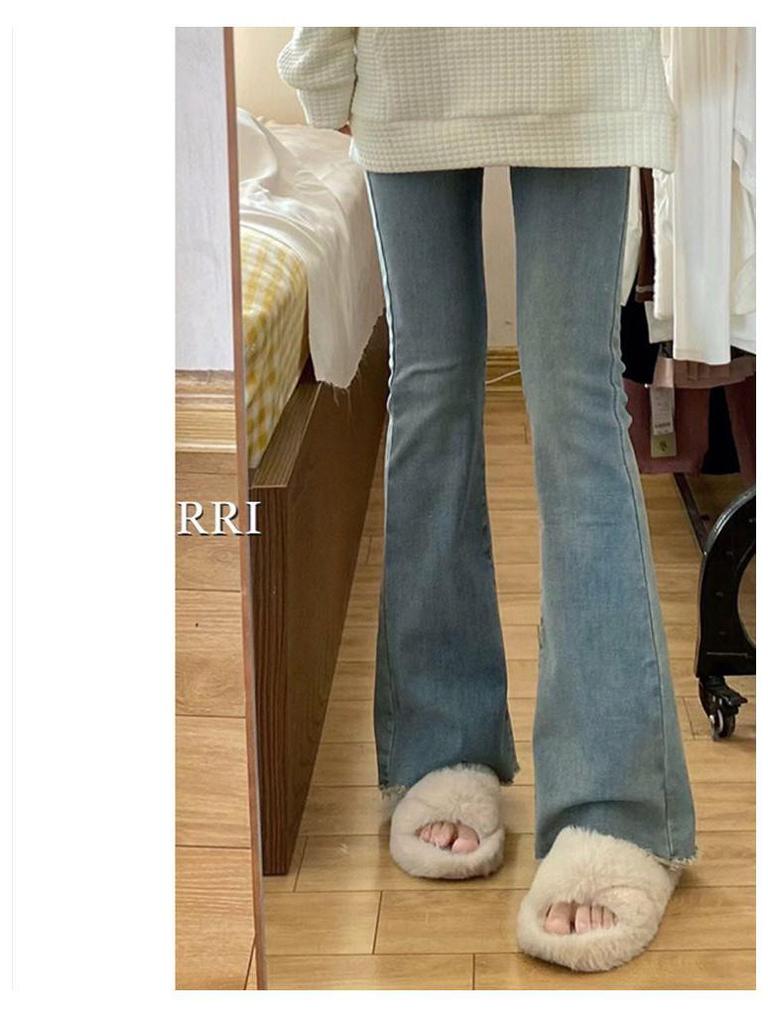 Women's Black High-Waisted Micro-Flare Stretch Jeans 2026 - Spring Slimming Floor-Length Bell Bottoms