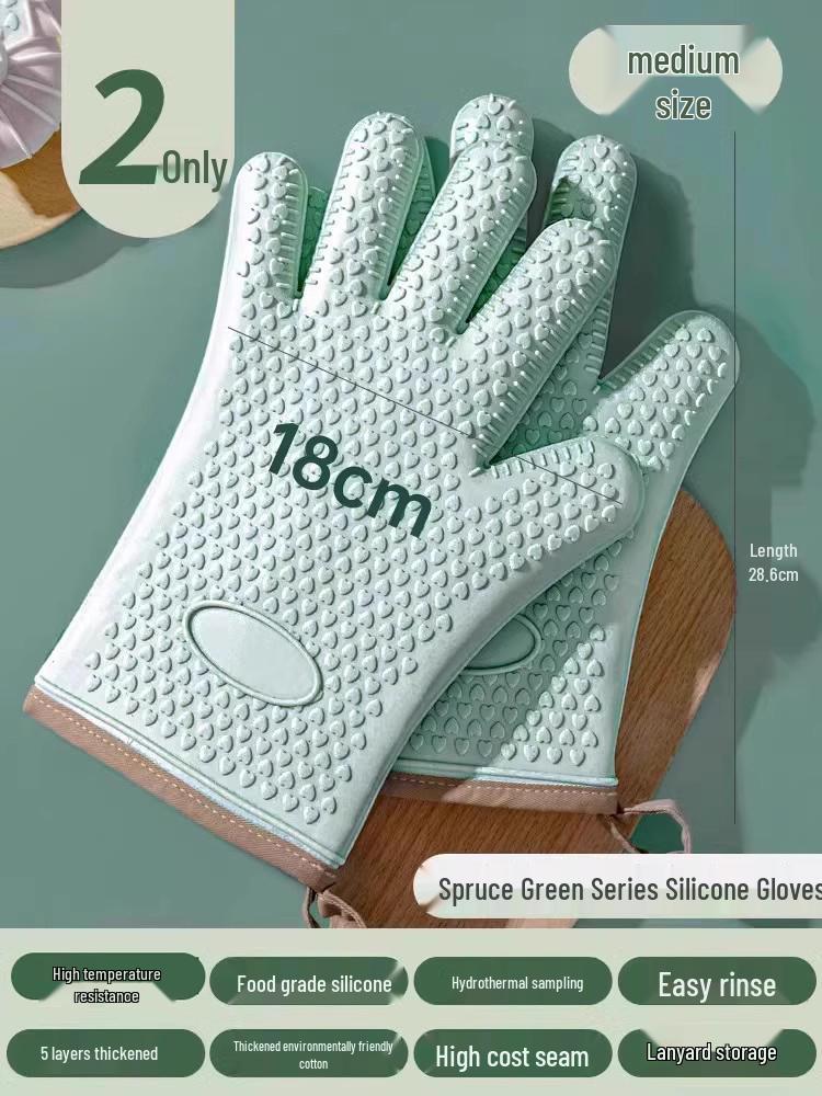 Heat-Resistant Silicone Oven Gloves: Anti-Scald, Non-Slip, Thickened for Baking and Steaming.
