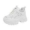 Fashion New Women Leather Platform Sneakers Spring Trainers White Shoes 9CM High Heels Wedge Outdoor Sport Shoes Breathable Casual Shoes