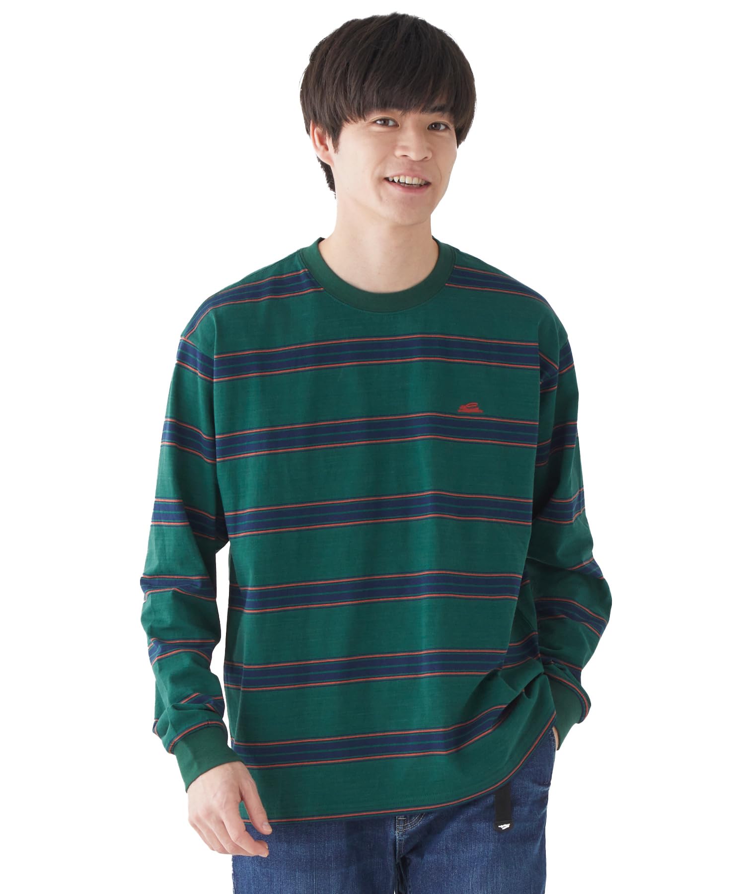 

вышивка для зеленого [Клифф Майер] Футболка мужская с длинным рукавом с многобордерной отделкой в одну точку, средняя, зелёный