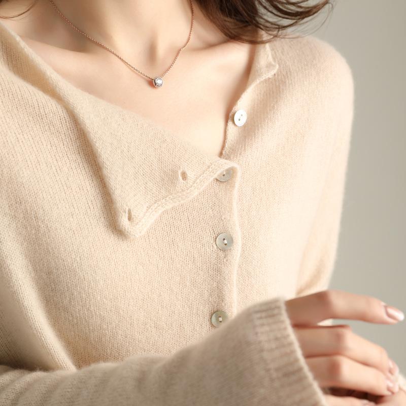 Women's Knitted Cardigan Sweater Round Neck Thin Knit Sweater
