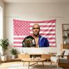 Estetická Nástěnná Tapiserie do Pokoje C-Charles Oliveira Růžová Americká Vlajka Tapiserie Bojovník Nástěnná Vlajka Šampionský Prapor Dekorace pro Fanoušky Bojových Sportů