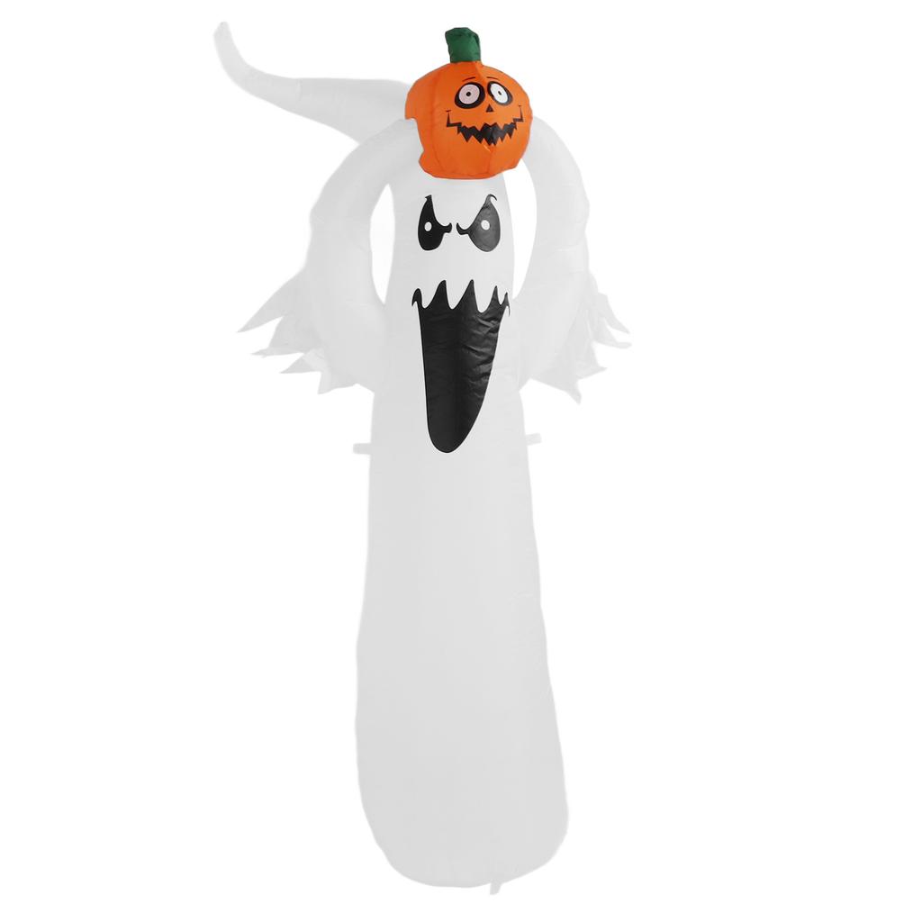 1.8m Halloween Inflatables Pumpkin Head White Ghost Inflatable Pumpkin Blow Up Ghost with LED for