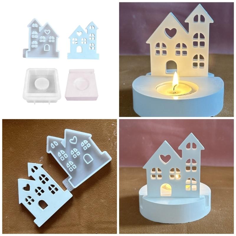 Multipurpose Sturdy Silicone Castles Candle Holder Mold Set Portable for Resin Plaster Craft Supplies Assorted Sizes