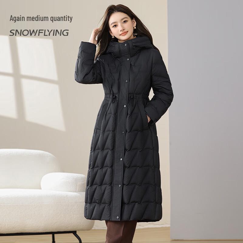 SNOWFLYING Damen Mittellange Daunenjacke mit Kapuze