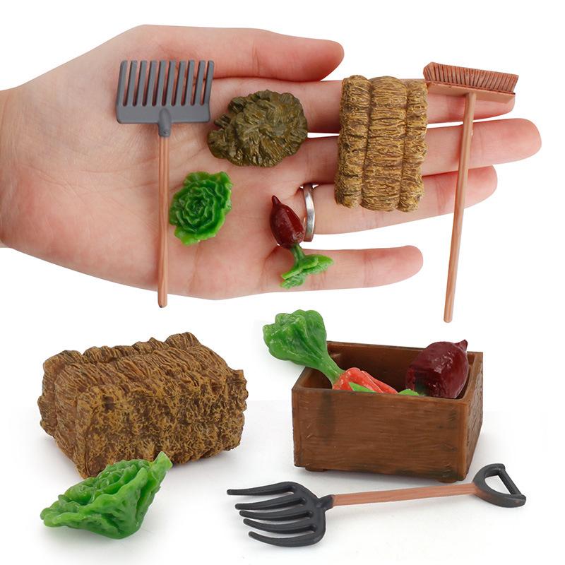 Handmade Farm Tools Set: Forage Fork, Lawn Mower, Brush, Sand Table Accessories