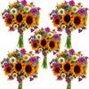 Artificial Sunflower Bouquet for Wedding Bridal Holding Flowers Fake Silk Sunflower with White Small Daisy Flower for Bride Bridesmaid Wedding Party