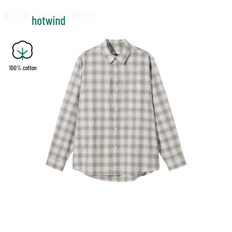 Hotwind Men s Autumn Plaid Shirt M