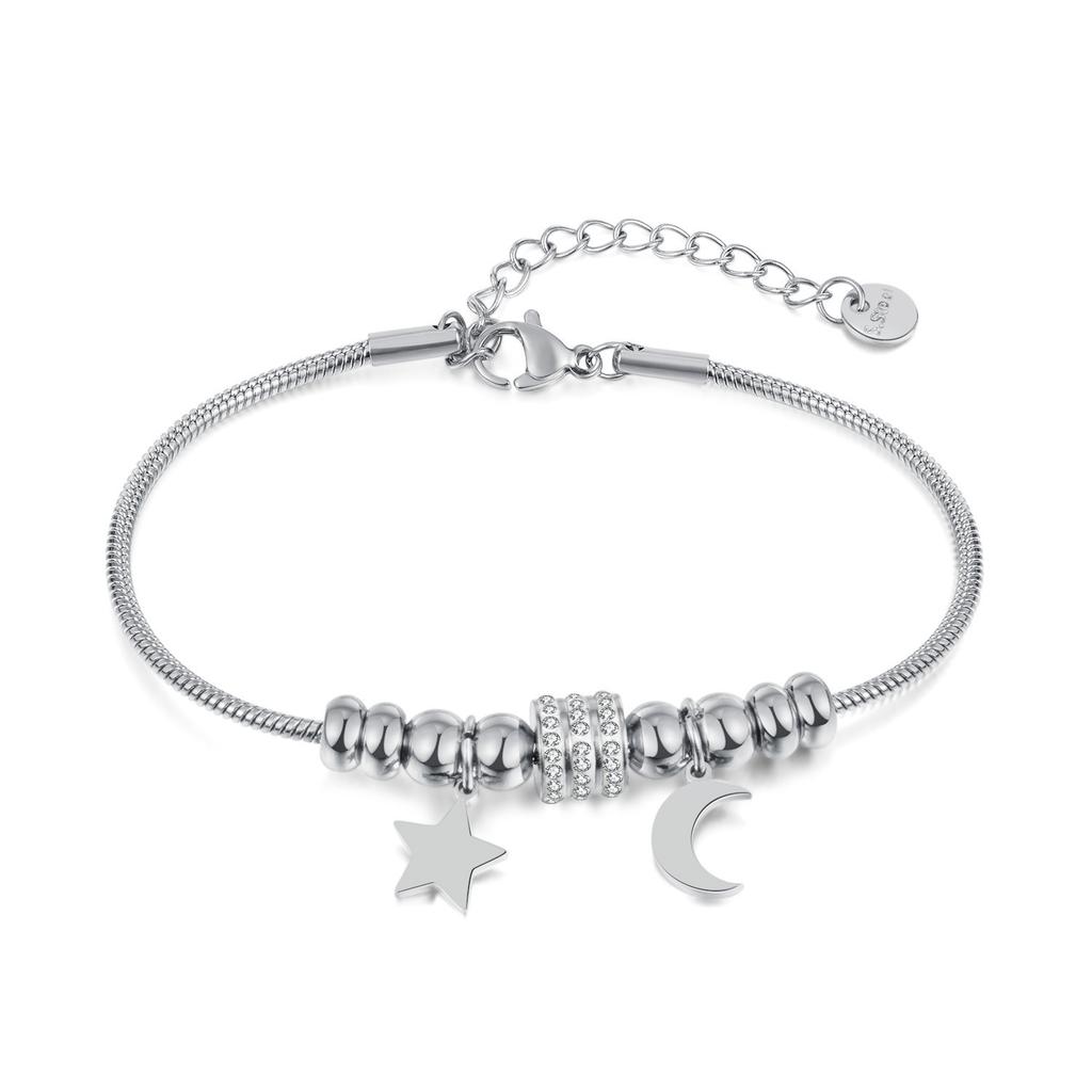 Wind Fashion Titanium Steel Snake Bone Chain Beaded Jewelry Stainless Steel Star Moon Bracelet Female