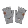 Gloves Winter Warm Fleece Knitted Half Finger Flap Thickened Riding Student Writing Wool Gloves