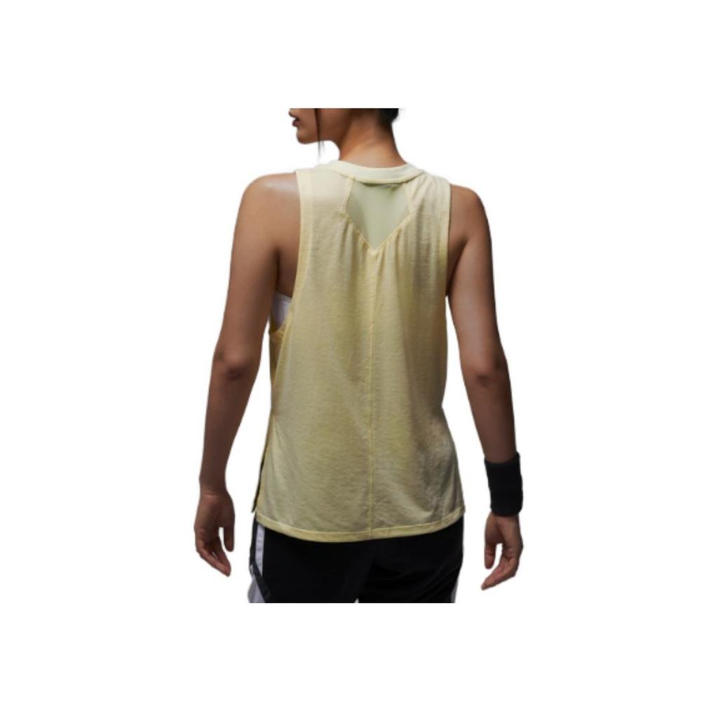Jordan Solid Color Logo Breathable Round Neck Tank Top Women Tops Light-Lemon-Green FB4630-821