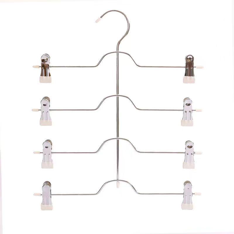 Four-Layer Telescopic Folding Hanger: Non-Marking Dormitory Pants & Skirt Storage Clips