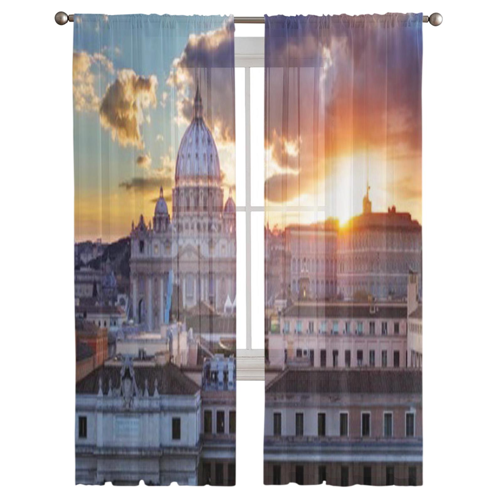 Городское здание Пейзаж Прозрачная занавеска для гостиной Спальня Вуаль Шторы для окон — фото 5