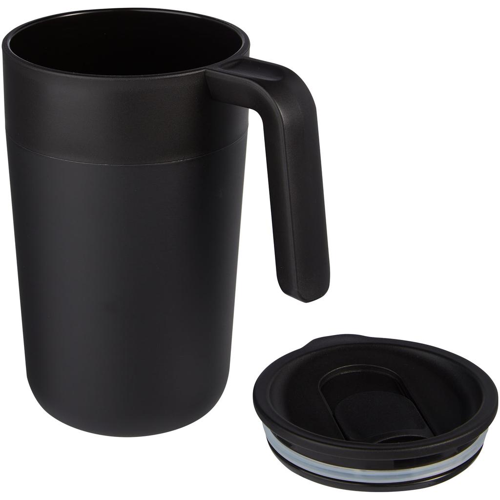 Glass "Nordia" 400 ml recycled double-wall mug Solid black