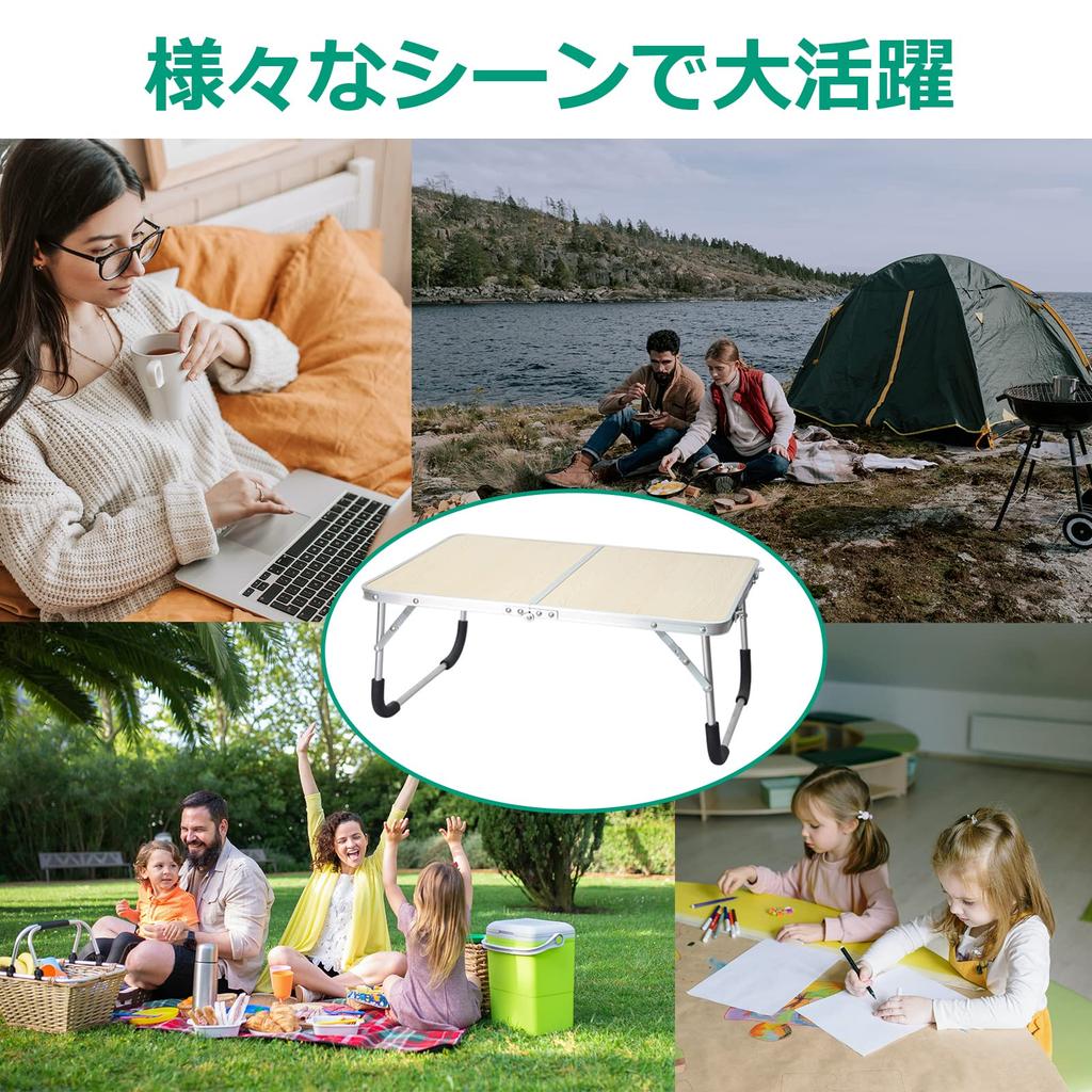 Vikbart bordstyp som kan användas Camping utomhus mini kompakt lågt sidobord ensamcamping brun trä [Lättvikt inomhus] bord, bord, bord,