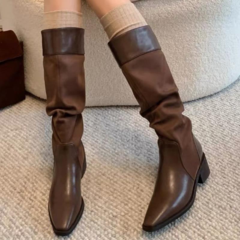 Knee High Women Boots Mid Heels Goth Fashion Heeled Shoes New Trend Pumps  Winter Casual Woman Chelsea Long Botas Mujer