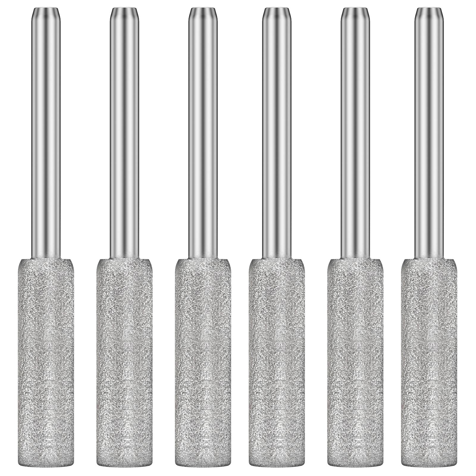 

12/6pcs Diamond Chainsaw Sharpener Stone Bit Burr Grinding Stone File with 1/8 Inch Shank Wear Resistant Burr Grinding Stone Fi 4mm