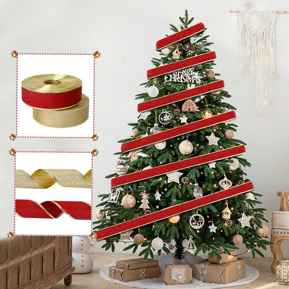 Meter 10 Beautiful Red Gold Christmas Ribbon For Charming Holiday Decorations Gift