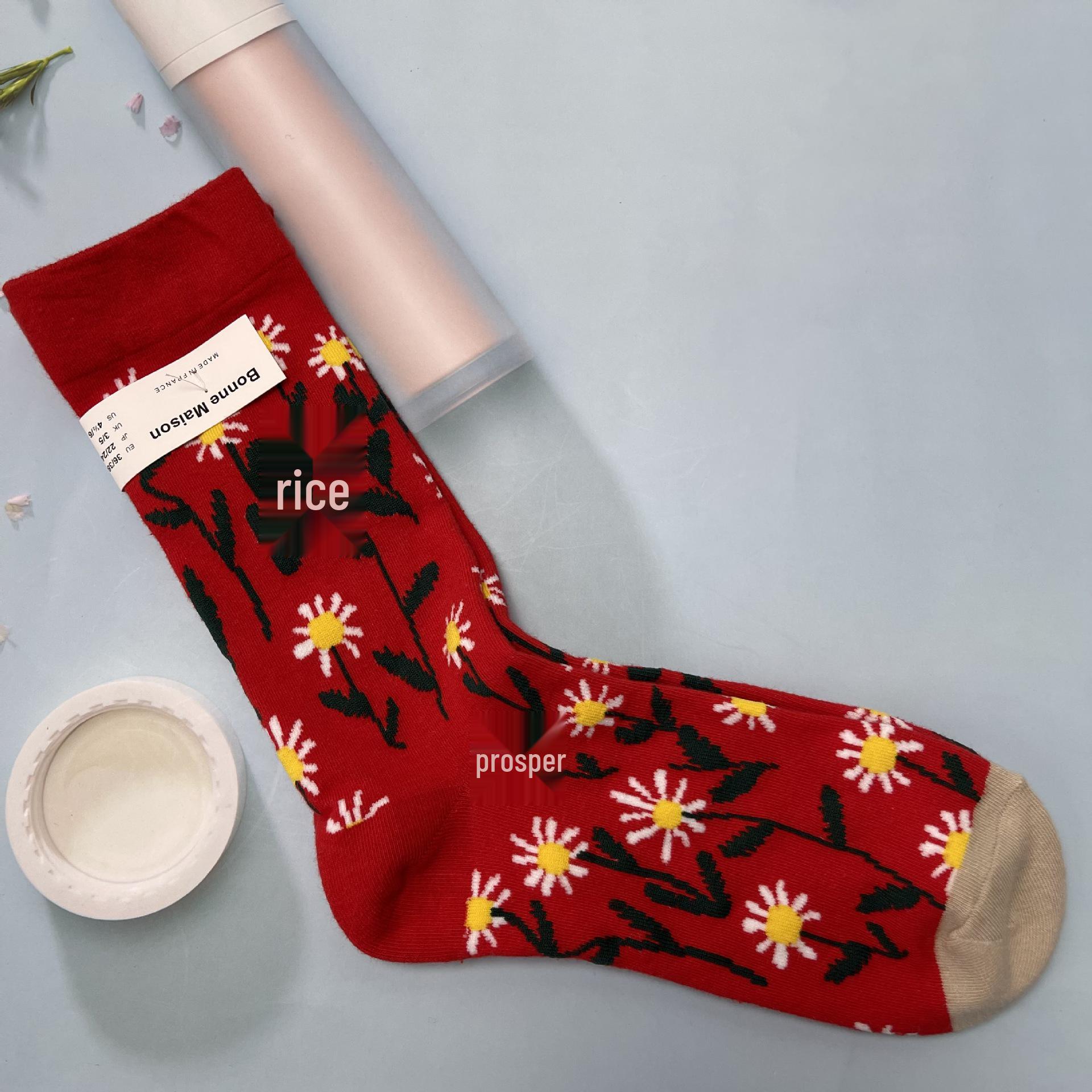 

Добрий дім: Ретро Олійний Живопис Шкарпетки до Середини Литки Розкішні Французькі Жіночі One Size 36-40