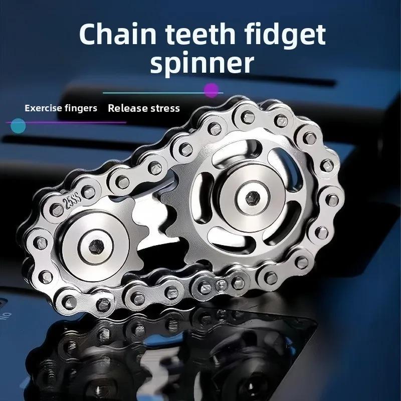 Fidget Chain,Sensory Bike Chain EDC Anti Stress Relief Anxiety Metal Fidget Finger Hand Spinner Toys For Kids Adults ADHD Autism