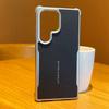 Plain Leather Magnetic Silver Bezel Lens To Heighten Case For Samsung S25 Ultra Galaxy S25 + S25 Camera Protection Cover