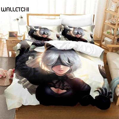 3D tisk Anime Hra NieR Automata 2B Povlečení Chlapci Dívky Jednolůžko Manželská Královská Velikost Povlak na Peřinu Povlak na Polštář Postel chlapci Dospělý 2/3ks