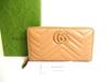 Authentic Marmont GG Beige Leather Round Zip Long Wallet #b283  Open Box