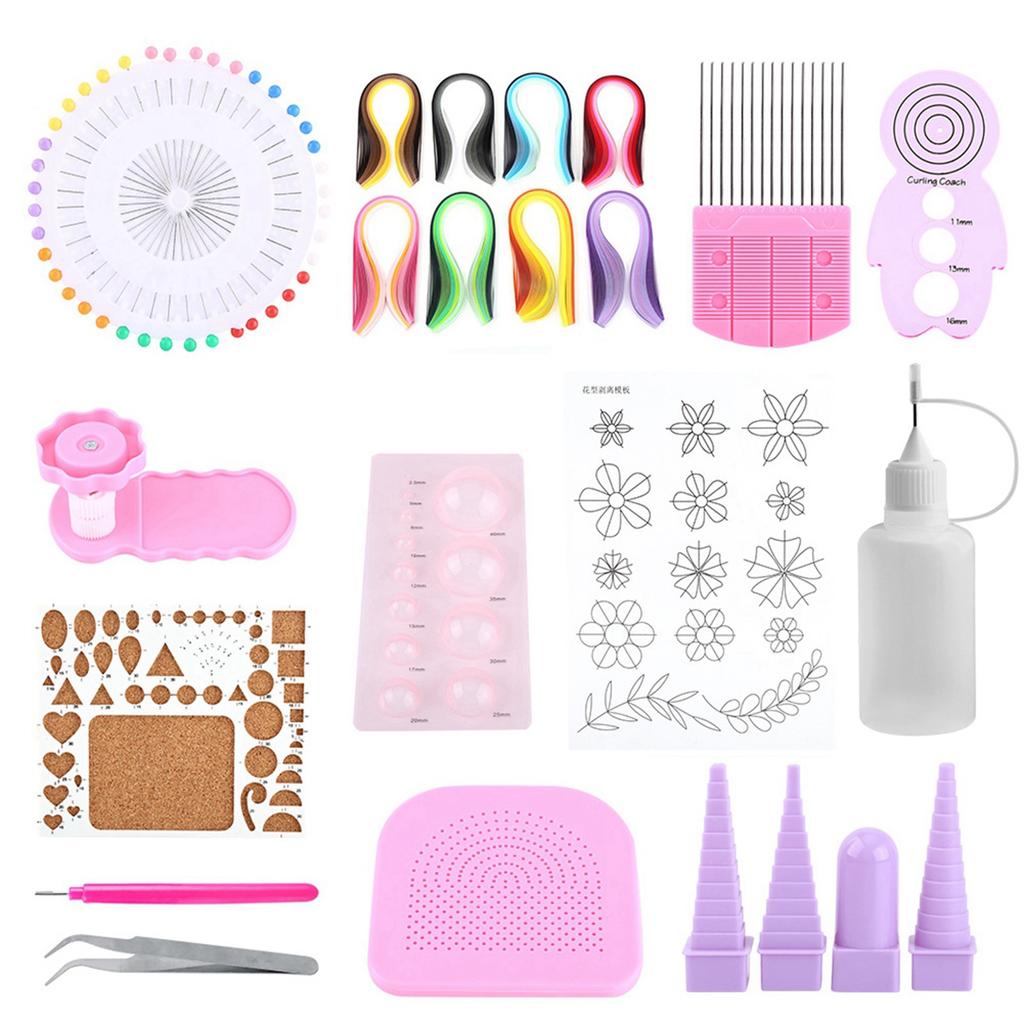 1 Set   Quilling Paper Craft Rolling Kit Slotted Tools Strips Tweezer For Decoration