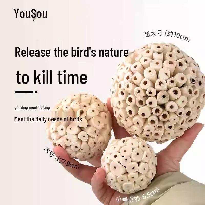 Parrot Chew Toy: Rice Paper Ball & Stick for Grinding, Teeth Cleaning, and Entertainment