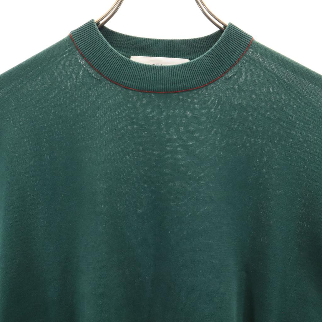 TOGA PULLA Border Pattern Long Sleeve Sheer Knit 36 Green Women Used