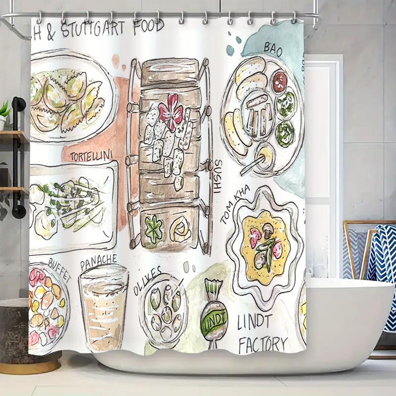 

Japanese Ramen Shower Curtain Waterproof Anime Food Noodle Restaurant Decor Bathroom Curtains Modern Japanese Style Backdrop W60H190(CM)-1 Pcs