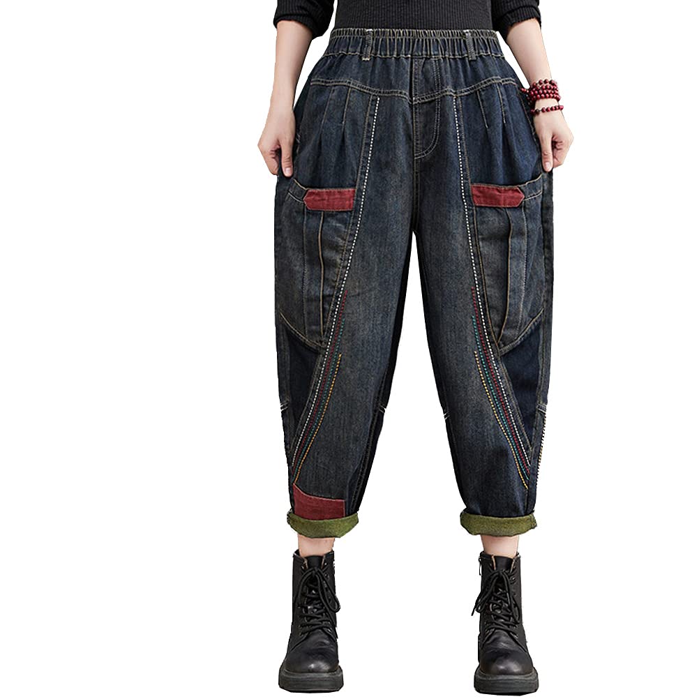 

Mouhoukyo Women s Denim Jeans Long Pants Slimming Casual Tapered Pants M-2XL (Color shown, L)