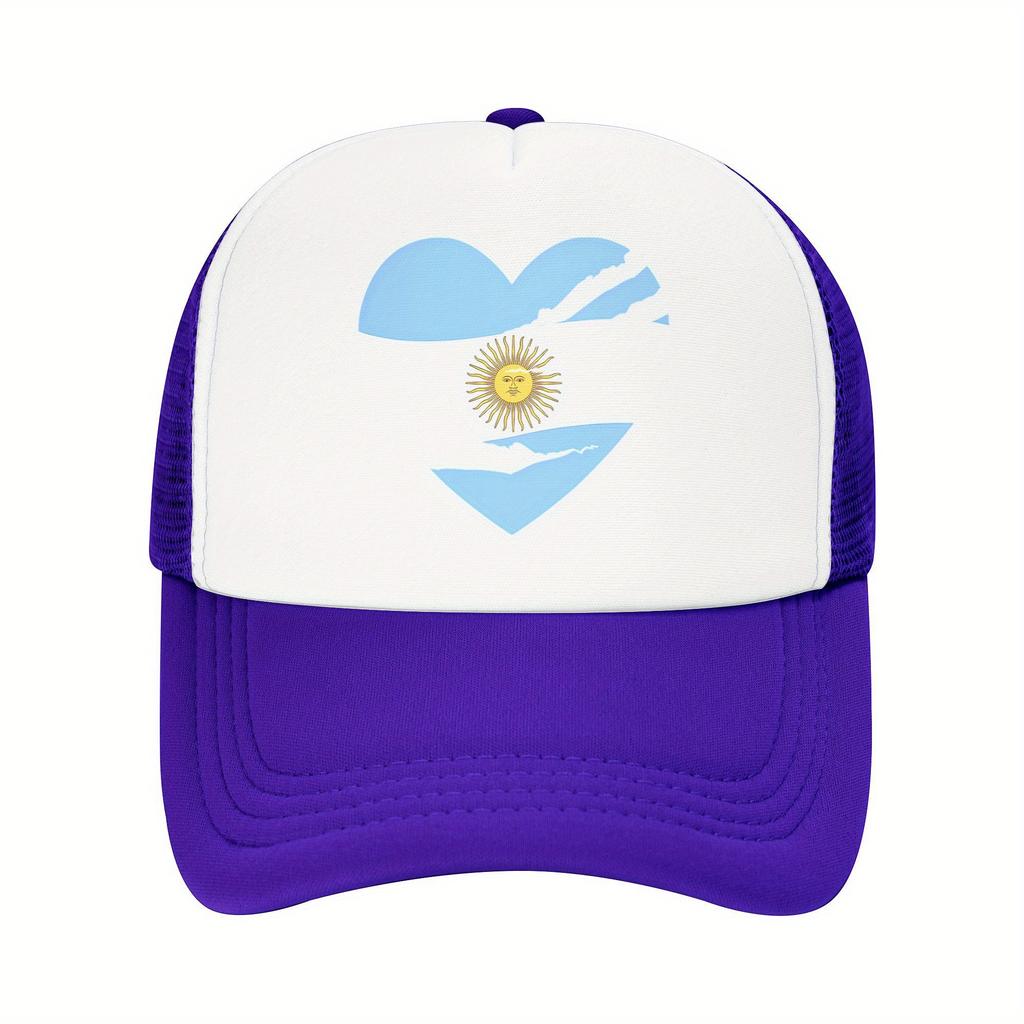 Argentina Heart Flag Sun Trucker Hat Lightweight Mesh Baseball Cap Adjustable Unisex Casual