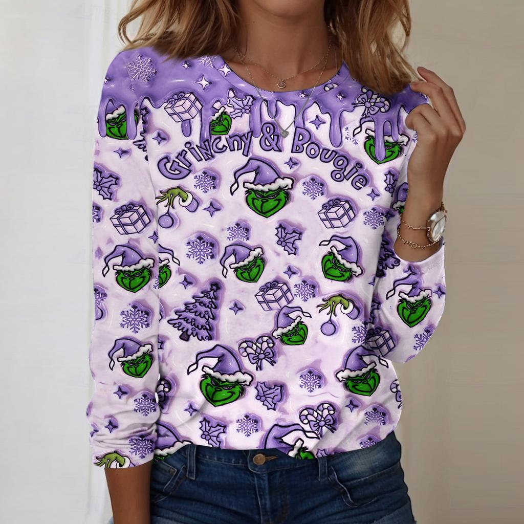 Košile s dlouhým rukávem pro ženy Roztomilý potisk Grafika Trička Halenky Běžné Velikosti Zásadní topy Pulovr