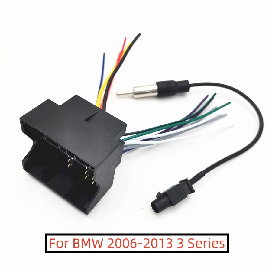 For BMW 3 Series 06-13 Stereo Head Unit Power Cable Wiring Harness + Antenna Kit
