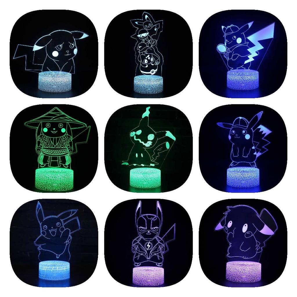 Pikachu Led Night Light 3d Illusion Lamp Bedside Kids Gifts Bedroom