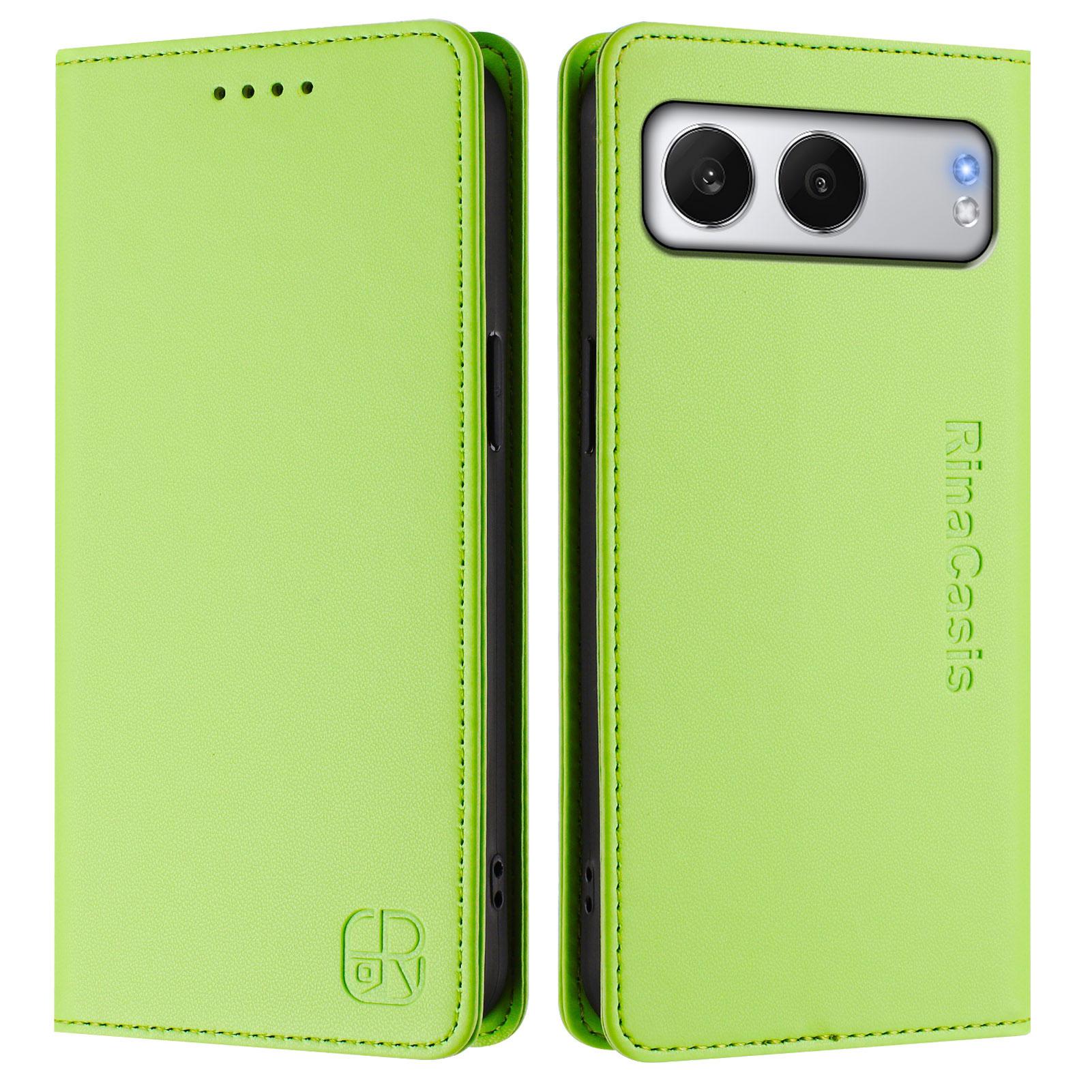 

For OnePlus Nord 4 Leather Case RINACASIS RC01 Phone Cover with RFID Blocking Wallet Stand Green