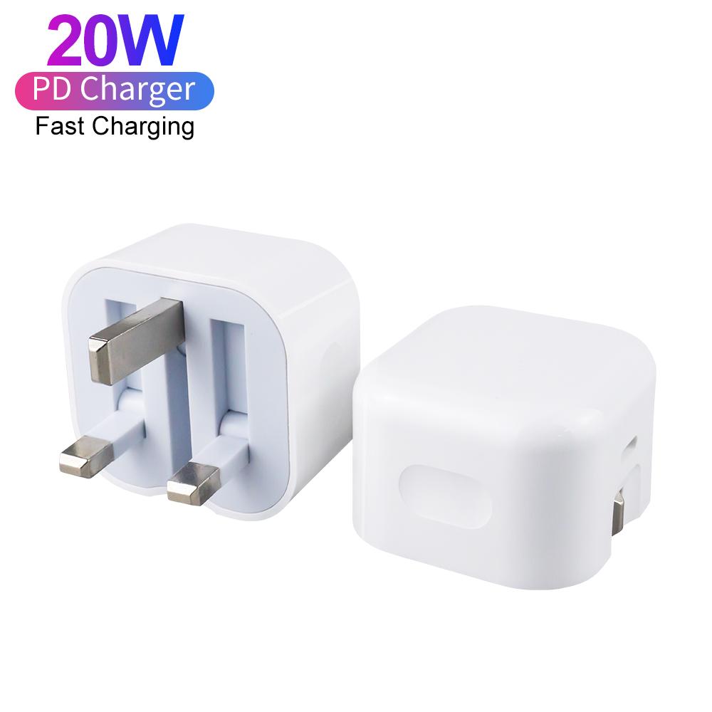 PD 20W Fast Charging Type C Adapter Charger QC3.0 Electric Wall USB Phone Charger UK Plug Single Adapter