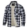 Fleece Lining Jackets Mens Cotton Jackets Plaid Casual Button Down Cargo Work Coats Thicken Outwear Man Tops