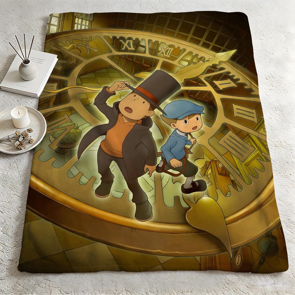 game P-Professor Layton-n Throw Warm Soft Flannel Blanket, Multi-use for Sofa Bed Camping Travel Nap 75cmx90cm