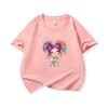Kids Cotton T Shirt Colorful Rainbow Hair Girl Print Crew Neck Short Sleeve Tee Casual Boys Girls Summer Tops