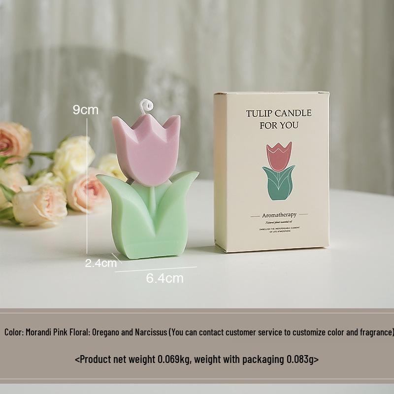 Tulip Flower Shaped Scented Candle - Handmade Teacher's Day Gift Fragrance