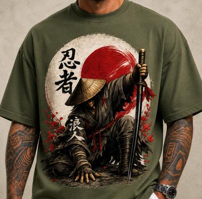 Japanese Samurai T Shirt Mens Bushido Way of the Warrior Graphic Tee