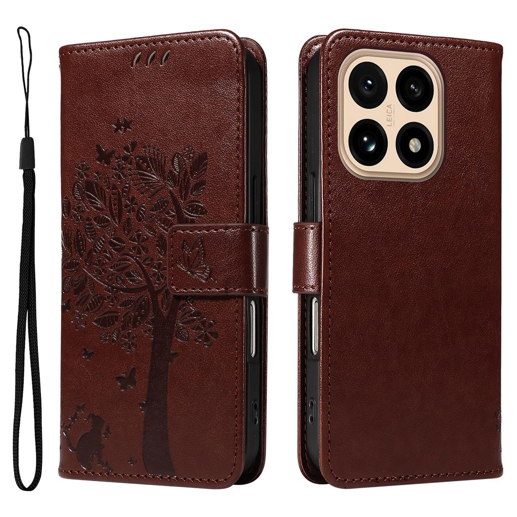 For Xiaomi 15T Phone Case with Stand Cat Tree Pattern Leather Wallet Mobile Cover