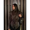 Fashion Solid Pu Leather Women Motorcycle Jacket Chic Lapel Long Sleeve Slim Short Coat With Belt Autumn Lady High Street Tops