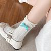 Women's Spring and Summer Thin Bow Breathable Linen Pattern Sweet Bubble Mouth Cotton Socks