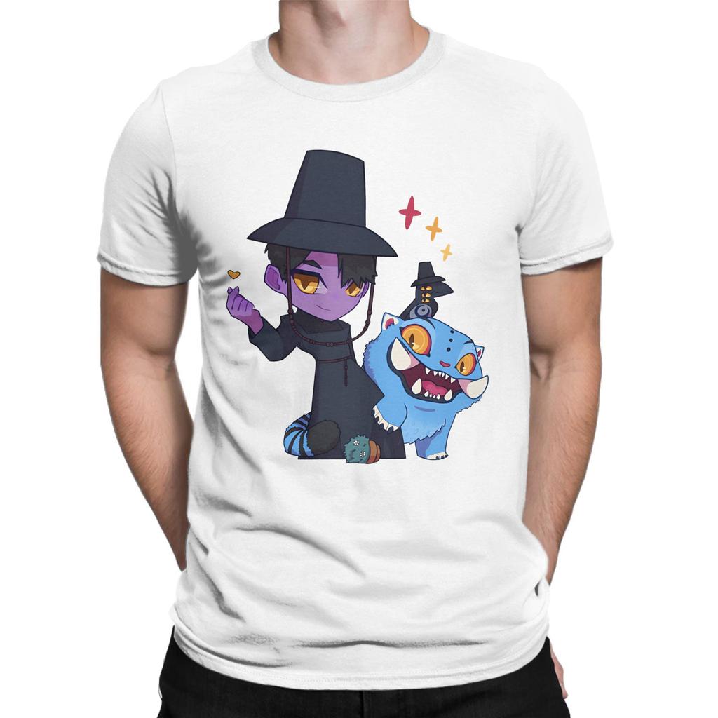 Jinu And Derpy Tiger Kpop Demon Hunters Cotton T-Shirt For Man Summer Vintage T Shirts O Neck Hippie Tee Shirt Big Size Tops